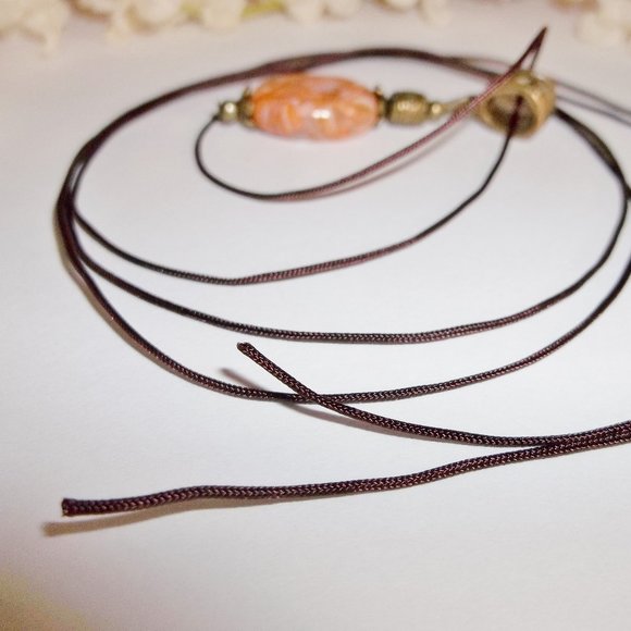 Boho Necklace Bronze and Orange Handmade NWT 5176 - Picture 5 of 8